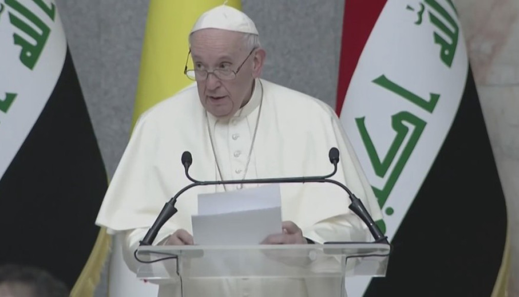 Le pape François à Baghdad, Irak, 5 mars 2021 Le pape François à Baghdad, Irak, 5 mars 2021 / ©قناة التغيير, CC BY 3.0 via Wikimedia Commons